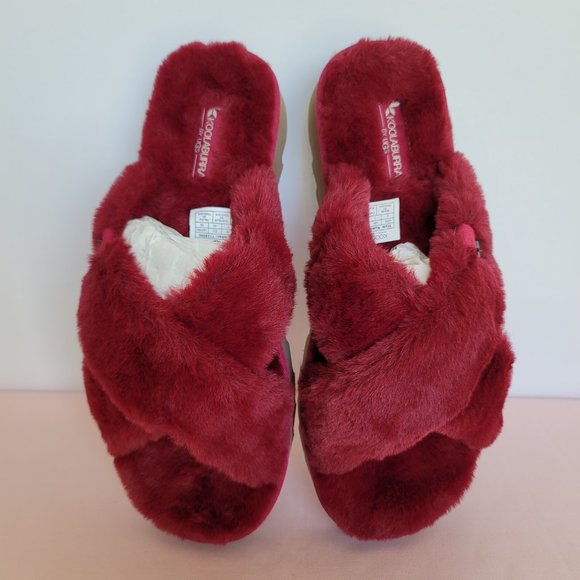 KOOLABURRA BY UGG Women’s Fuzz-It Faux-Fur Slipper Sandals-Berry color. Size 9M⭐ - Picture 9 of 15
